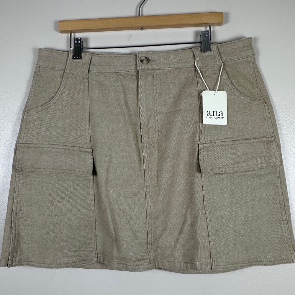 a.n.a Women's 18 Skirt Khaki Cargo High-Rise Utility Cotton‎ Twill NEW